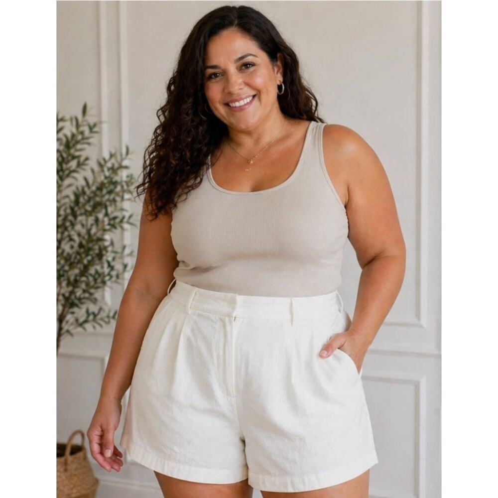 NWT Abercrombie & Fitch Ultra High Rise Linen Blend Shorts size 14